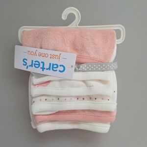 Carter's 6 Pack Pink Wash Cloths Baby Girl Gift Set‎ NWT Sheep Polka Dots